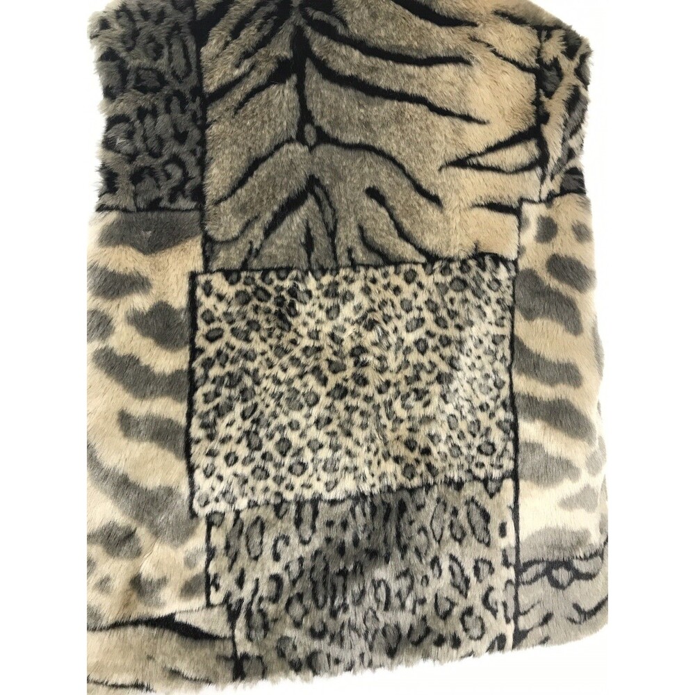 Frankly My Dear US Faux Fur Vest Small Brown Black Zip Vintage size Large - Picture 8 of 8